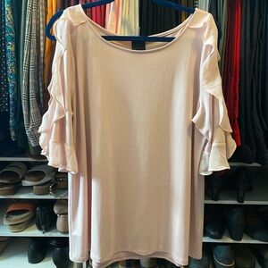 Worthington Pink Ruffle Blouse. Size XL